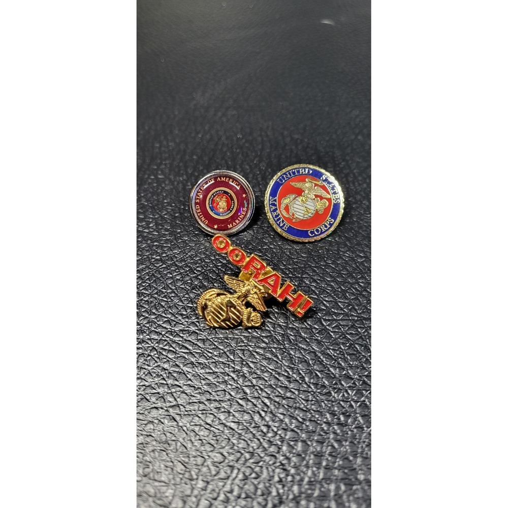 Lot of 3 Marine Pins 2 Seals &  MARINE‎ OORAH US Marine Corp Lapel Pins